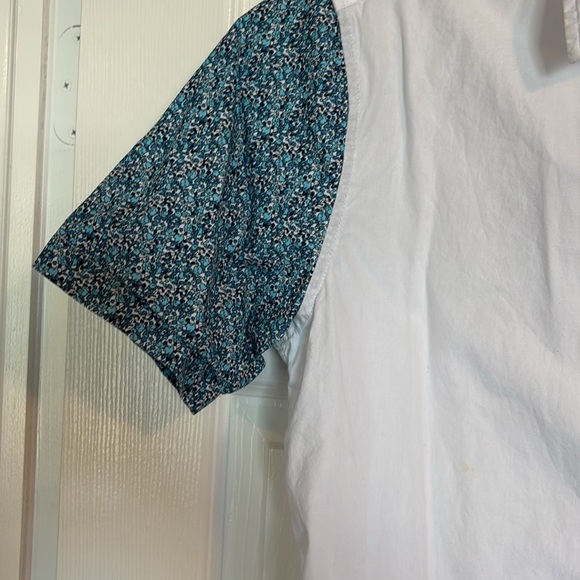 Zipcode men’s white and blue floral short sleeve button down shirt size small - Picture 4 of 9